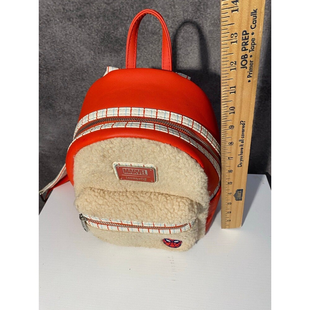 Loungefly Marvel Spider-Man Sherpa Mini Backpack Disney Parks Great Power Quote - Picture 7 of 12